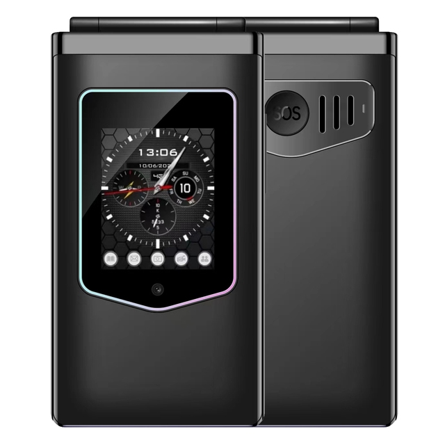 HAMTOD T8 4G Flip Phone for Senior 2.8 Inch Dual Screen VoLTE Big Button Mobile Cellphone SOS