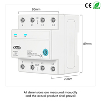 Disjoncteur intelligent WiFi Tuya 63A 3P+N, 3 relais de coupure L, minuterie de contrôle à distance, cycle de minuterie, AC3*110V 3*230V