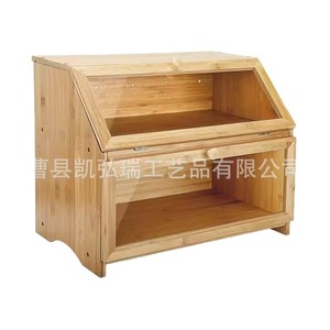Creative wooden cake <b>box</b>/bread storage <b>box</b>, bamboo bread <b>box</b> with transparent <b>glass</b>, double-layer kitchen storage <b>box</b> - Product Image 5