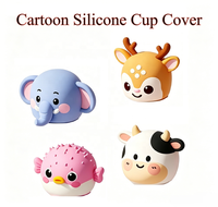 Bouteille d'eau isotherme pour enfants avec tête d'animal de dessin animé mignonne, couvercle éléphant, design mignon tête de cerf, pour l'école et les voyages