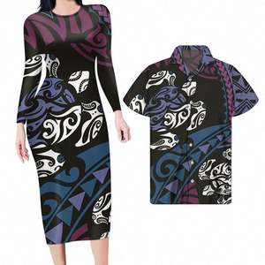 أزياء شعار مخصص ملابس زوجين فساتين فريدة للسيدات فساتين بولينيزية طباعة قبلية فستان أنيق للنساء فستان مثير Bodycon - Product Image 3