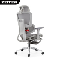 Chaise de bureau ergonomique pivotante en maille respirante de qualité supérieure BIFMA avec appui-tête 3D, siège en maille coulissant et repose-pieds