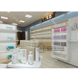 2024 Customized Medical Store Counter Design Medical Store Shelves For Pharmacy