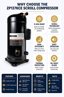 Compresseur frigorifique hermétique à spirale 11,5 CV R410a ZP137KCE-TFD-950 Nouvelle série ZP Refroidissement AC 50Hz Origine Thaïlande 62kg