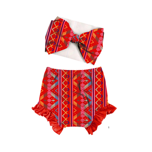 Conjunto de Pantalones Cortos con Volantes y Diadema de Turbante para Bebé Niña, con Estampado de Flores Vintage, Pantalones Cortos Elásticos para Bebés Recién Nacidos - Product Image 5