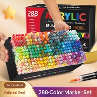 Ensemble de stylos marqueurs acryliques liquides de haute qualité, 288 couleurs, pointe souple, sans pression, pour étudiants, art, bricolage, peinture à la main