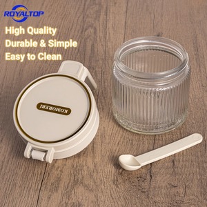 Contenitori in Vetro Rotondi da 300ml per Condimenti, <span class=keywords><strong>Sale</strong></span> e <span class=keywords><strong>Zucchero</strong></span> con Manico in Plastica e Coperchio Automatico, Utensili da Cucina all'Ingrosso - Product Image 6