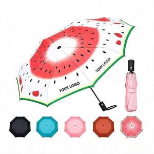 Promotional Logo Custom Logo Durable Pongee Fabric Waterproof Sturdy Compact Modern 3-Fold Design Premium <b>Folding</b> Umbrella - Product Image 1