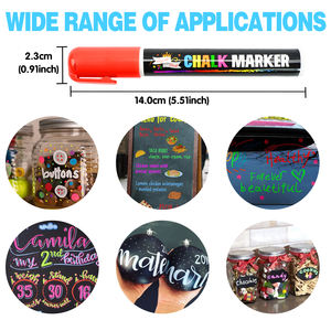 มาร์กเกอร์ชอล์กเหลวสำหรับกระดานดำ-สีหนาเครื่องหมายลบแห้งป้ายกระดาน, หน้าต่าง, แก้ว-ปลายย้อนกลับได้6มม - Product Image 2