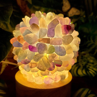 Lampe à gravier en cristal d'améthyste naturelle Boule de luxe Table de nuit de chevet Fée Amour Croix Animal pour la décoration intérieure Pierres à polir