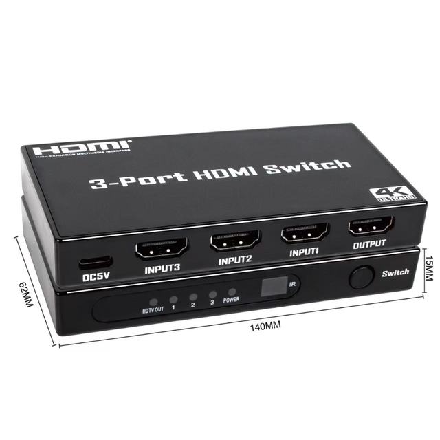 SYONG 3 in 1 Out 4K30Hz Ultra-thin HDMI Switch,4K30Hz HDMI Selector with Remote Control,10.2Gbps Transmission,Plug and Play