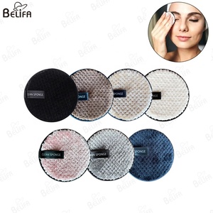 Tampon démaquillant en microfibre personnalisé nettoyage du visage bouffée ronde lavable visage vers le haut tampons démaquillants réutilisables colorés - Product Image 1