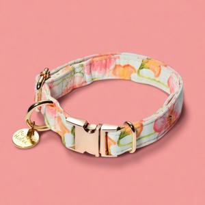 Collier pour chien personnalisé de taille M, moderne, élégant, luxueux, imprimé sur mesure, confortable, en coton, réglable, doux, durable, léger, pour animaux de compagnie - Product Image 1