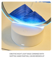 Lampe LED 3D à sable mouvant, paysage artistique, en verre circulaire, effet de fond de mer, cadre de sable fluide, lampe de bureau à capteur tactile pour la maison