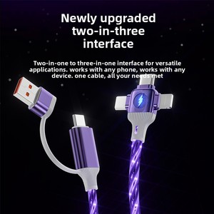 Nouveau câble de données lumineux 3-en-1 à charge rapide <span class=keywords><strong>double</strong></span> USB-A//Type-C, connecteurs en PVC, entièrement compatible - Product Image 2