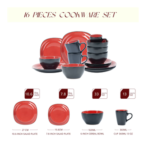 Royal Red and Black Tow Tone Color Glaze Housewares Can Be Customized Color Box Stoneware <b>Dinnerware</b> <b>Set</b> - Product Image 4