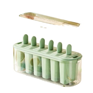 Juego de moldes para helados de 6 cavidades con asa, moldes para paletas de hielo de calidad alimentaria, moldes reutilizables para helados congelados para fiestas, yogur y jugo - Product Image 1