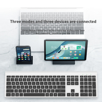 Haute qualité moderne ergonomique Rechargeable personnalisé 2.4G USB BT sans fil pleine taille clavier mince silencieux en Stock pour le bureau