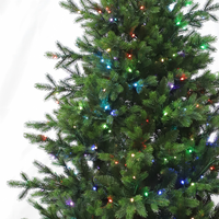 Sapin de Noël artificiel pré-éclairé coloré, lumières LED vibrantes, branches de pin réalistes, support stable pour décoration de fête festive