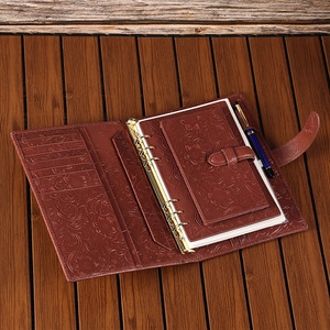 Joyir Genuine <b>Leather</b> Notebook Loose-leaf Business Office Card Holder Red Multifunctional Replaceable Refill - Product Image 3