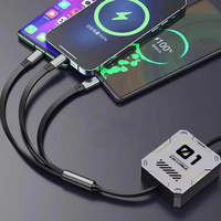 Dropshipping Products 2025 UC021 Mecha 100W Universal Charger Cable TPE Retractable 3in1 Usb Cable for Cell Phone Data Cable
