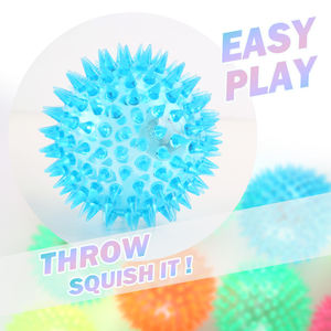 Fabrika üretimi, toksik olmayan, ışıklı LED'li, dikenli, zıplayan top, dikenli kauçuk stres topu, plastik TPR malzemeden yapılmış, promosyon tipi, 6 cm, yaşlar için uygun. - Product Image 5