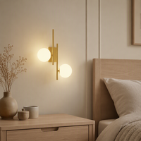 Applique Murale LED Moderne de Haute Qualité à 2 Têtes avec Abat-jour en Fer et Verre pour Hôtel, Décoration Murale, Chevet de Chambre