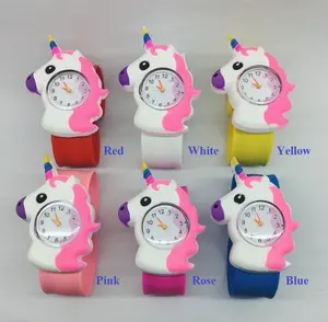 Wholesale lovely cartoon 3D unicorn Electronic kids children watches girls students slap snap gift quartz watch