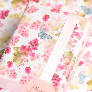 Custom Floral Butterfly <b>Pattern</b> Craft <b>Paper</b> Roll Double-Sided PE Coated 100GSM Eco-Friendly Recyclable Wood Pulp Packaging - Product Image 1