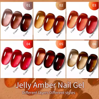 6 pièces/ensemble 8ml rouge ambre Gel vernis à ongles photothérapie laiteux Transparent clair brun cristal Nude Gel vernis photothérapie Gel