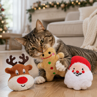 Mainan Kucing Natal Catnip, Boneka Interaktif untuk Digigit, Paket Hemat Mainan Kucing