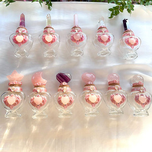 Botella mágica <span class=keywords><strong>de</strong></span> cristal natural, tarro <span class=keywords><strong>de</strong></span> hechizo <span class=keywords><strong>de</strong></span> brujería, rebanada <span class=keywords><strong>de</strong></span> piedra cruda, cristal rosa, purificación <span class=keywords><strong>de</strong></span> carga hecha a mano - Product Image 5