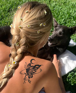 Design temporaneo personalizzato Gardenia natura blu succo nero del tatuaggio disegno farfalla impermeabile e della durata di 15 giorni a base vegetale - Product Image 1