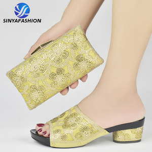 Bella signora partito <span class=keywords><strong>tacco</strong></span> <span class=keywords><strong>basso</strong></span> italiano <span class=keywords><strong>scarpe</strong></span> Set di alta qualità Pu <span class=keywords><strong>scarpe</strong></span> da abbinare alla borsa - Product Image 1