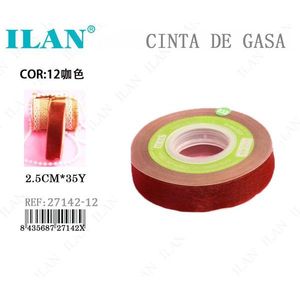 ริบบิ้นอิลัน กาซ 2.5 ซม. 35 หลา สีน้ำตาล สำหรับงานประดิษฐ์ตกแต่ง - Product Image 1