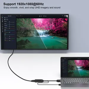 Personalizar adaptador VGA para HDMI, conversor 1080P com áudio de computador/laptop, fonte VGA para TV/monitor HDMI