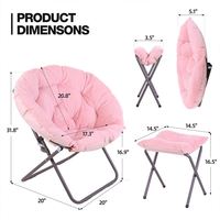 Fauteuil lune pliant surdimensionné en peluche avec repose-pieds, chaise de camping ronde portable pour l'intérieur et l'extérieur, idéale pour la détente des adultes