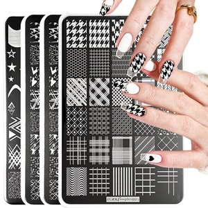 Nail Art Stamping Plate <span class=keywords><strong>French</strong></span> Line Stripe Design Vernis à ongles Fleur Feuille Impression Timbre Modèle Outil Plaque <span class=keywords><strong>Manucure</strong></span> - Product Image 2