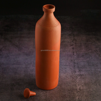 Ensemble bouteille d'eau et gobelet en terre cuite avec liège Orange récipient d'eau en argile en céramique avec tasse bouteille d'eau en argile