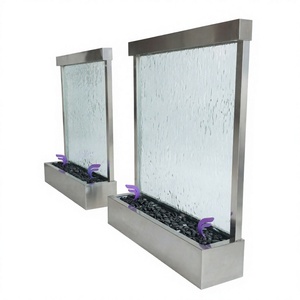 Rideau d'eau moderne multifonctionnel en verre trempé avec LED RGB, cloison d'eau personnalisée, fixation murale ou autoportante, pour hôtel - Product Image 3