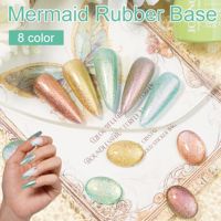 Couche de base en caoutchouc sirène Fournisseur d'ongles en gros Poudre d'or Soak Off Uv Couche de base en caoutchouc pailleté sirène HEMA/TPO/HPMA FREE