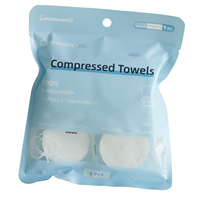 Portable Biodegradable Disposable Super Coin Compressed Cotton Non-Woven Towel Round Pattern for Adults for Travel Hotel Use