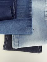 Tissu denim sergé extensible OE 385 GSM 11,3 oz, extra large 190 cm, en coton, polyester et élasthanne, pour jeans, bleu foncé intense