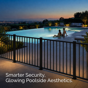 Panneaux de clôture de piscine en métal avec revêtement en poudre noire |   Clôture de sécurité pour jardin en acier galvanisé résistant à la corrosion avec poteaux - Product Image 1