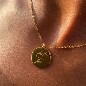 Commercio all'ingrosso su misura dichiarazione incoraggiare <span class=keywords><strong>parole</strong></span> placcato in <span class=keywords><strong>oro</strong></span> della moneta disco pendente della collana delle donne delle ragazze dei monili - Product Image 2