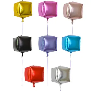 22 Inci Periklanan Selamat Ulang Tahun Balon Foil Pemasok Balon Foil Kubus Dekorasi Pesta 4D Balon Aluminium Foil