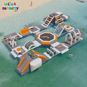 Water Floating Island Inflatable Aqua Park Commercial Inflatable Sea Water Park With Water Slide Obstacles Course Games