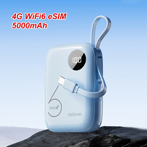 Power Bank 4G WiFi Router 2 en <span class=keywords><strong>1</strong></span> 5000mAh Powerbank Pocket MiFi con ESIM 300M WiFi6 Router móvil portátil LTE con batería - Product Image 1