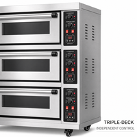 Four commercial 3 niveaux gaz/électrique pour boulangerie, contrôle intelligent de la température, fenêtre en verre, éclairage LED, chaleur supérieure/inférieure, vapeur/pietra perla.