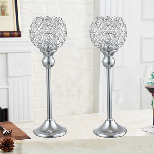 Hot Selling European Style Wedding Home Crystal Nordic Light Luxury Metal Candle Cup Iron Plated Gold <strong>Silver</strong> <strong>Candlestick</strong> - Product Image 3